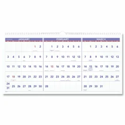 AT-A-GLANCE Deluxe Three-Month Reference Wall Calendar, Horizontal Orientation, 24 x 12, White Sheets, 15-Month: Dec 2026 to Feb 2028, 2027 Calendar