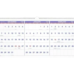 AT-A-GLANCE Deluxe Three-Month Reference Wall Calendar, Horizontal Orientation, 24 x 12, White Sheets, 15-Month: Dec 2026 to Feb 2028, 2027 Calendar