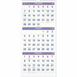 AT-A-GLANCE Deluxe Three-Month Reference Wall Calendar, Vertical Orientation, 12 x 27, White Sheets, 14-Month: Dec 2026 to Jan 2028, 2027 Calendar