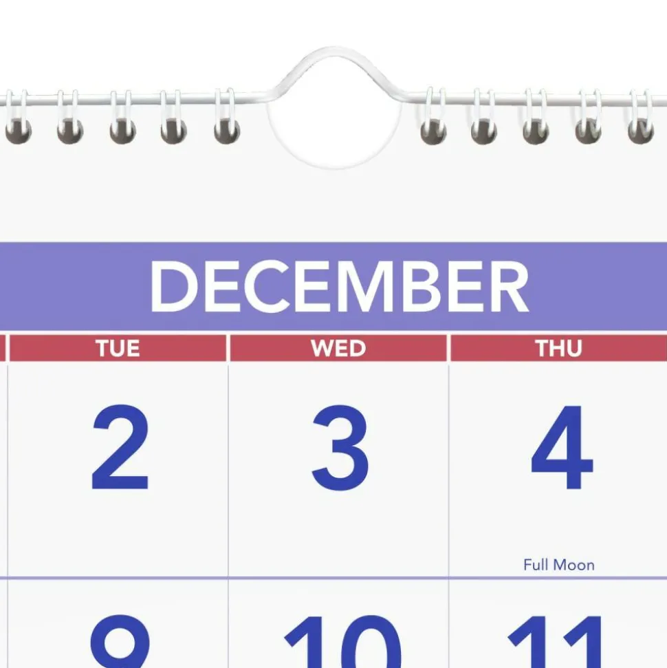 AT-A-GLANCE Deluxe Three-Month Reference Wall Calendar, Vertical Orientation, 12 x 27, White Sheets, 14-Month: Dec 2026 to Jan 2028, 2027 Calendar