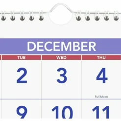 AT-A-GLANCE Deluxe Three-Month Reference Wall Calendar, Vertical Orientation, 12 x 27, White Sheets, 14-Month: Dec 2026 to Jan 2028, 2027 Calendar
