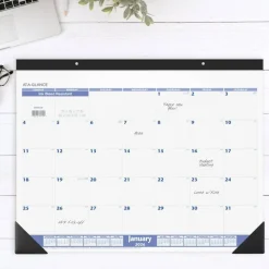 AT-A-GLANCE Desk Pad, 22 x 17, White Sheets, Black Binding, Black Corners, 12-Month (Jan to Dec): 2027, 2027 Calendar