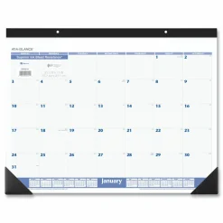 AT-A-GLANCE Desk Pad, 22 x 17, White Sheets, Black Binding, Black Corners, 12-Month (Jan to Dec): 2027, 2027 Calendar