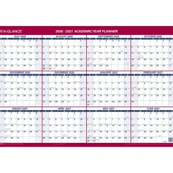 AT-A-GLANCE Horizontal Reversible Erasable Academic and Regular Year 2026-2027 Wall Calendar, Large, 36