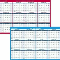 AT-A-GLANCE Horizontal Reversible Erasable Academic and Regular Year 2026-2027 Wall Calendar, Large, 36