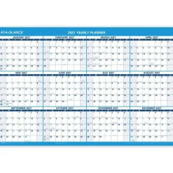 AT-A-GLANCE Horizontal Reversible Erasable Academic and Regular Year 2026-2027 Wall Calendar, Large, 36