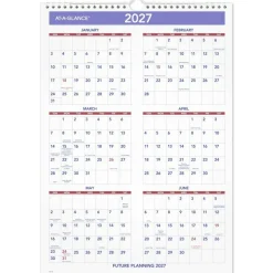 AT-A-GLANCE Monthly Wall Calendar with Ruled Daily Blocks, 12 x 17, White Sheets, 12-Month (Jan to Dec): 2027, 2027 Calendar