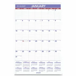 AT-A-GLANCE Monthly Wall Calendar with Ruled Daily Blocks, 20 x 30, White Sheets, 12-Month (Jan to Dec): 2027, 2027 Calendar