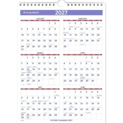 AT-A-GLANCE Monthly Wall Calendar with Ruled Daily Blocks, 8 x 11, White Sheets, 12-Month (Jan to Dec): 2027, 2027 Calendar
