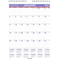 AT-A-GLANCE Monthly Wall Calendar with Ruled Daily Blocks, 8 x 11, White Sheets, 12-Month (Jan to Dec): 2027, 2027 Calendar