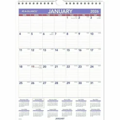 AT-A-GLANCE Monthly Wall Calendar with Ruled Daily Blocks, 8 x 11, White Sheets, 12-Month (Jan to Dec): 2027, 2027 Calendar