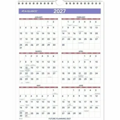 AT-A-GLANCE Monthly Wall Calendar with Ruled Daily Blocks, 8 x 11, White Sheets, 12-Month (Jan to Dec): 2027, 2027 Calendar