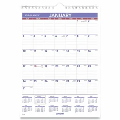 AT-A-GLANCE Monthly Wall Calendar with Ruled Daily Blocks, 8 x 11, White Sheets, 12-Month (Jan to Dec): 2027, 2027 Calendar