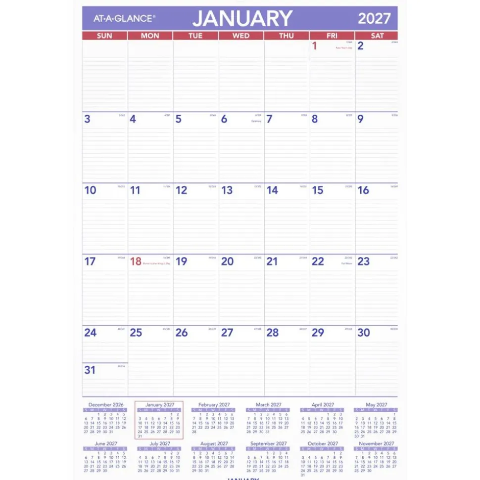 AT-A-GLANCE 2027 Monthly Wall Calendar, Large, 20" x 30"