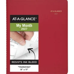 AT-A-GLANCE 2027 15-Month Monthly Planner, Red, Large, 9" x 11"