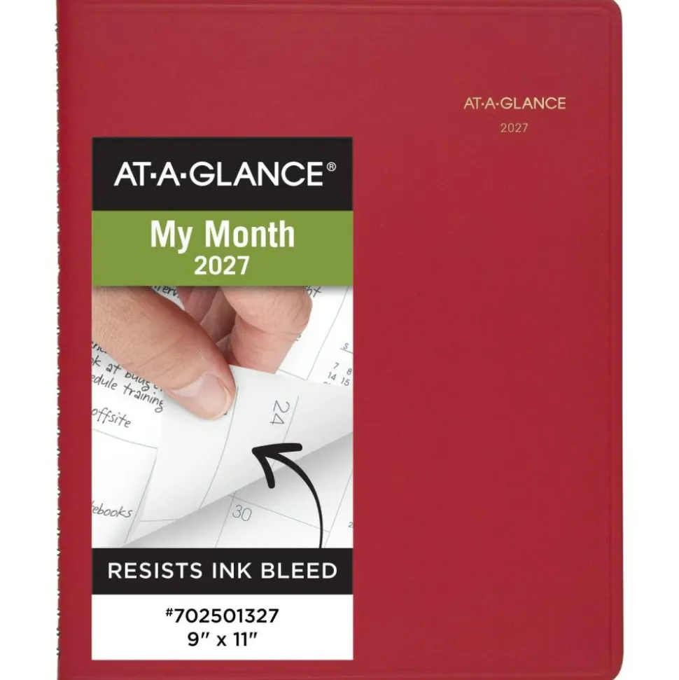 AT-A-GLANCE 2027 15-Month Monthly Planner, Red, Large, 9" x 11"