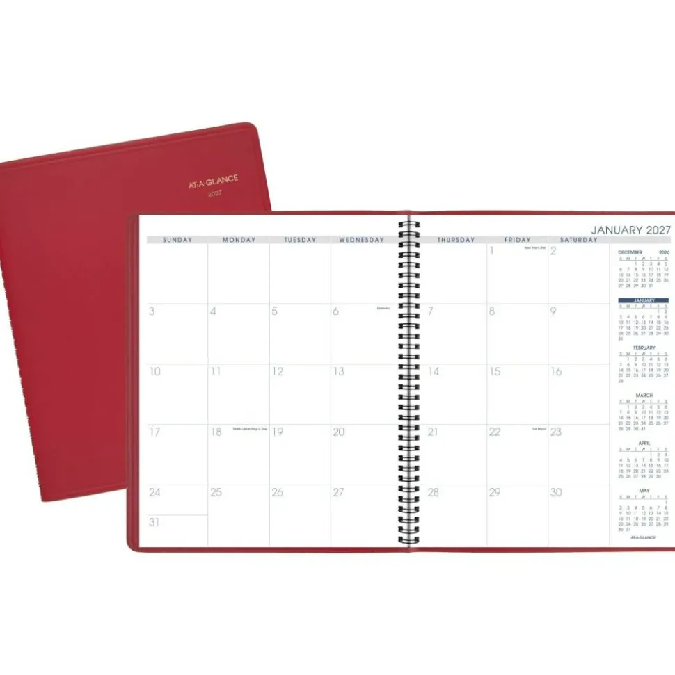 AT-A-GLANCE 2027 15-Month Monthly Planner, Red, Large, 9" x 11"