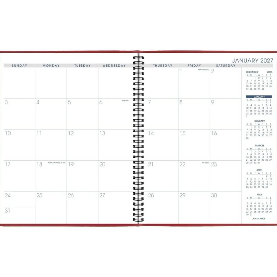 AT-A-GLANCE 2027 15-Month Monthly Planner, Red, Large, 9" x 11"
