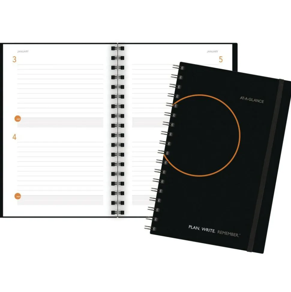 AT-A-GLANCE Plan. Write. Remember. Two Days Per Page Planning Notebook, Undated, 6" x 9", Black, Undated Calendar