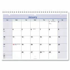 AT-A-GLANCE QuickNotes Desk/Wall Calendar, 3-Hole Punched, 11 x 8, White/Blue/Yellow Sheets, 12-Month (Jan to Dec): 2027, 2027 Calendar