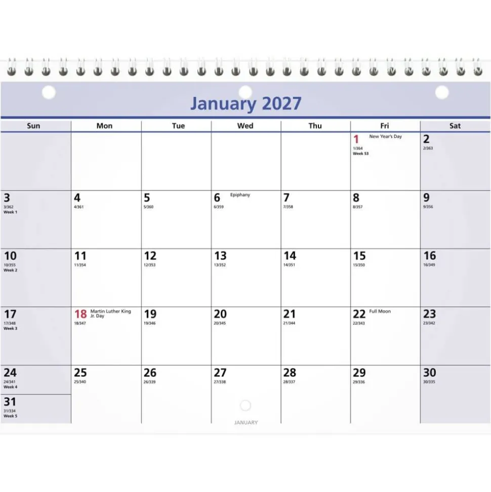 AT-A-GLANCE QuickNotes 2027 Monthly Desk Wall Calendar, Small, 11" x 8"