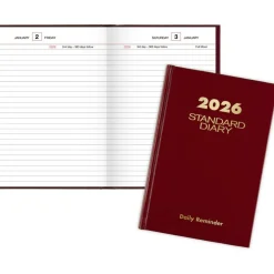 AT-A-GLANCE Standard Diary Daily Reminder Book, 2027 Edition, Medium/College Rule, Red Cover, (201) 7.5 x 5 Sheets, 2027 Calendar