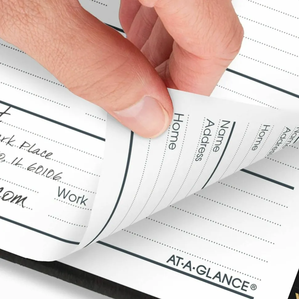 AT-A-GLANCE Telephone/Address Book, 4 7/8" x 8", Black