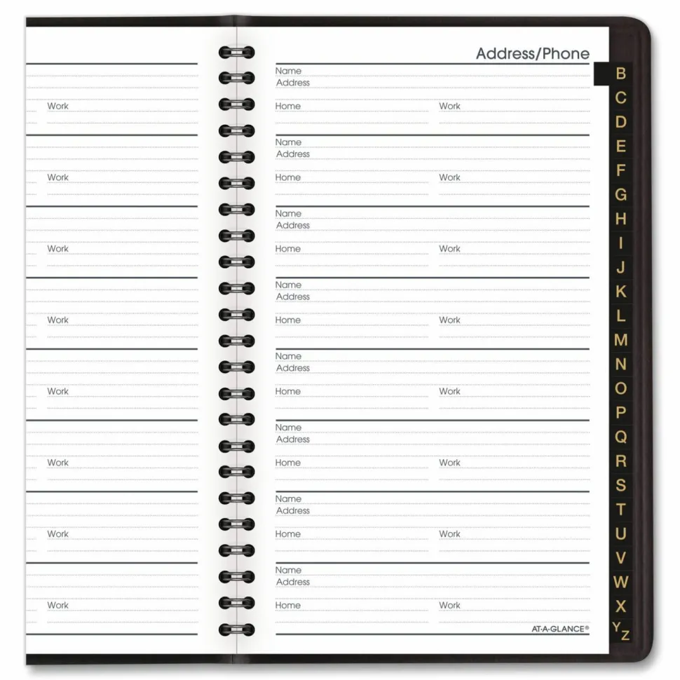 AT-A-GLANCE Telephone/Address Book, 4 7/8" x 8", Black