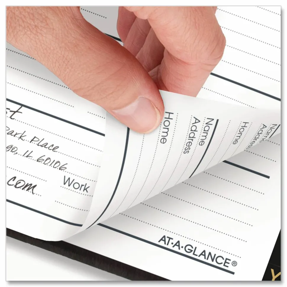 AT-A-GLANCE Telephone/Address Book, 4 7/8" x 8", Black