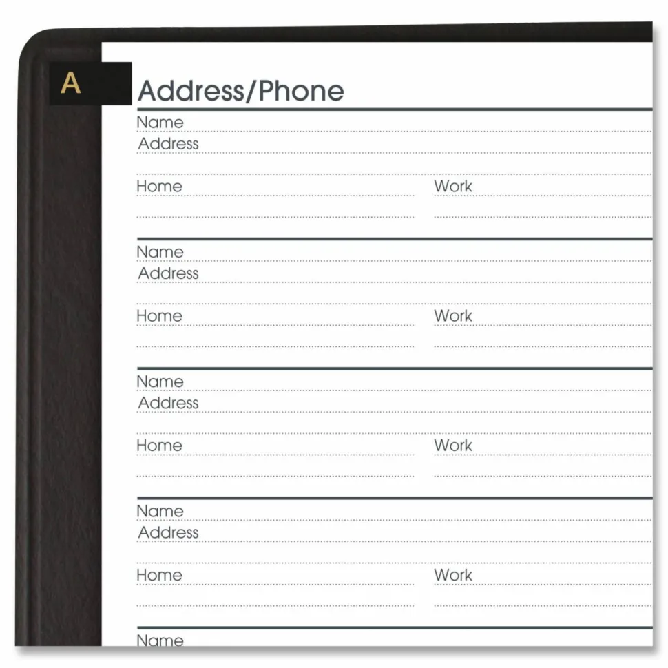 AT-A-GLANCE Telephone/Address Book, 4 7/8" x 8", Black