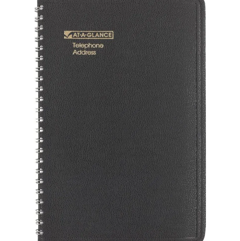 AT-A-GLANCE Telephone/Address Book, 4 7/8" x 8", Black