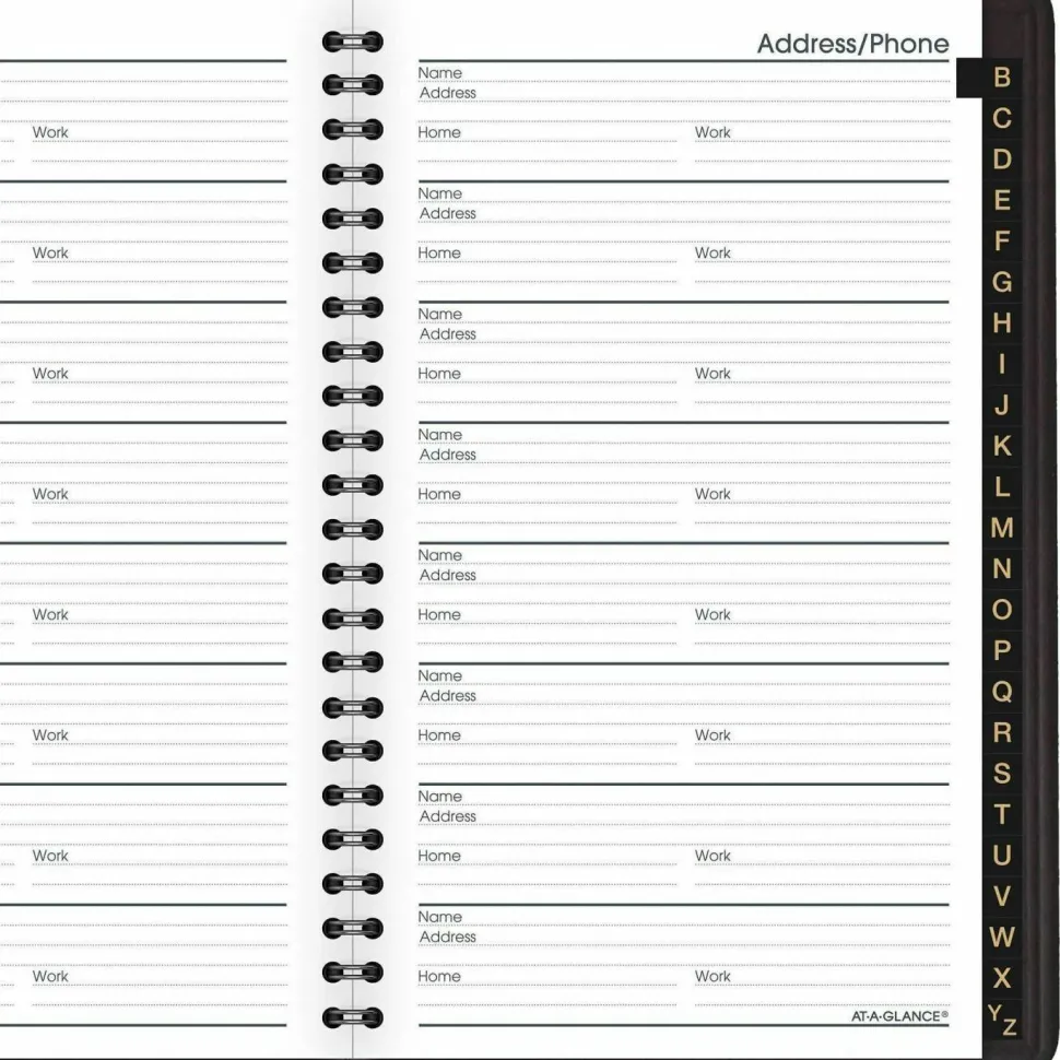 AT-A-GLANCE Telephone/Address Book, 4 7/8" x 8", Black
