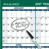 AT-A-GLANCE Vertical Erasable Wall Planner, 24 x 36, White/Green Sheets, 12-Month (Jan to Dec), 2027 Calendar