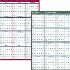 AT-A-GLANCE Vertical Reversible Erasable Academic and Regular Year 2026-2027 Wall Calendar, Large, 36" x 24"