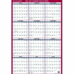 AT-A-GLANCE Vertical Reversible Erasable Academic and Regular Year 2026-2027 Wall Calendar, Large, 36