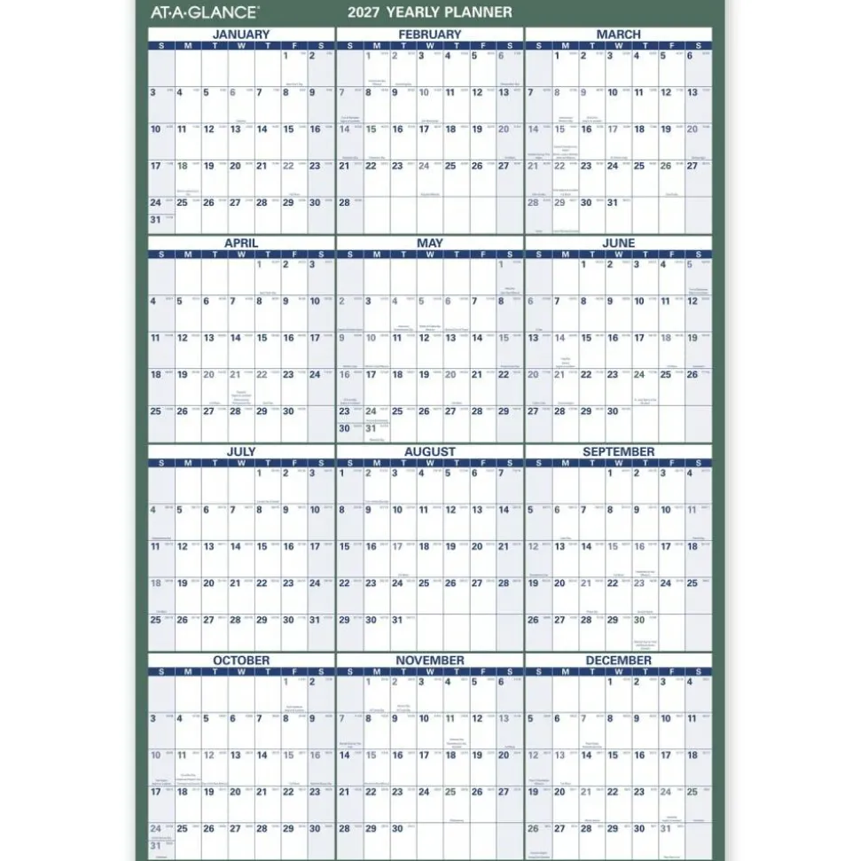 AT-A-GLANCE Vertical Reversible Erasable Academic and Regular Year 2026-2027 Wall Calendar, Large, 36" x 24"