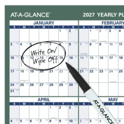 AT-A-GLANCE Vertical Reversible Erasable Academic and Regular Year 2026-2027 Wall Calendar, Large, 36