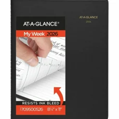 AT-A-GLANCE Weekly Appointment Book, 11 x 8.25, Black Cover, 13-Month: Jan 2027 to Jan 2028, 2027 Calendar