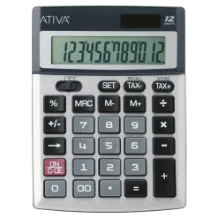 Ativa 12-Digit Desktop Calculator, Silver/Black