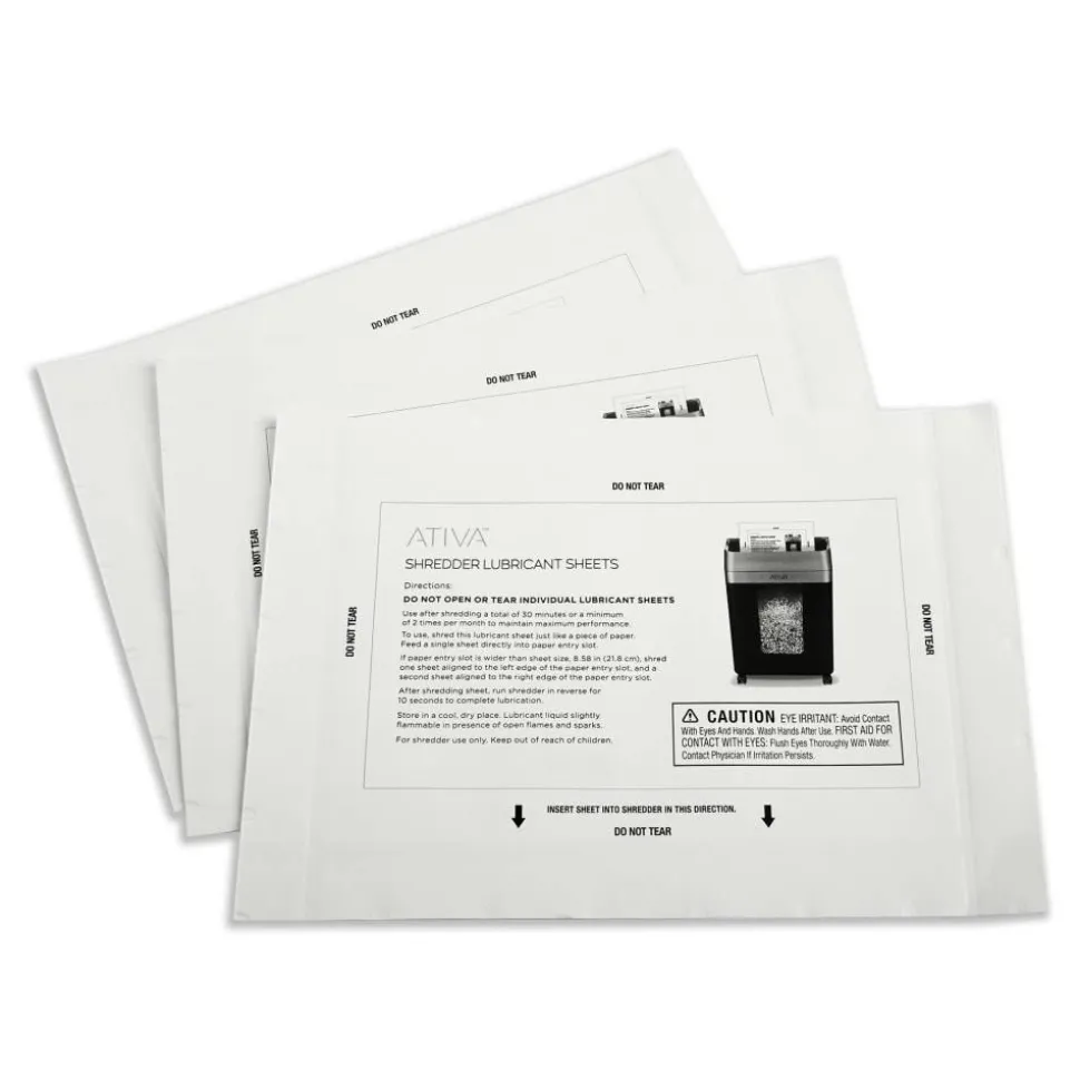 Ativa Shredder Lubricant Sheets, Pack Of 100 Sheets