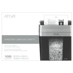 Ativa Shredder Lubricant Sheets, Pack Of 100 Sheets
