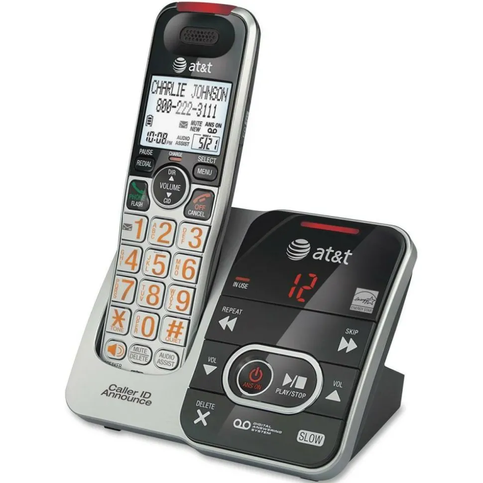 AT&T CRL32102 DECT 6.0 1.90 GHz Cordless Phone - Silver - 1 x Phone Line - Answering Machine