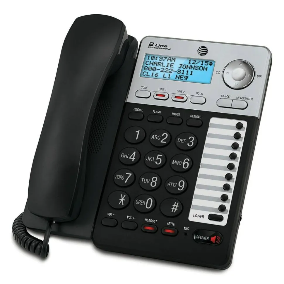 AT&T ML17929 2-Line Corded Phone with Caller ID/Call Waiting, Black