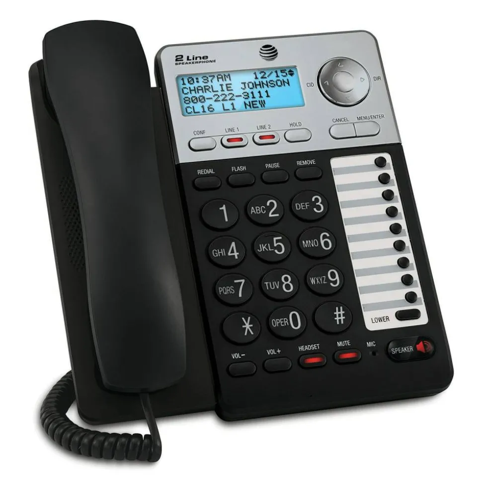 AT&T ML17929 2-Line Corded Phone with Caller ID/Call Waiting, Black