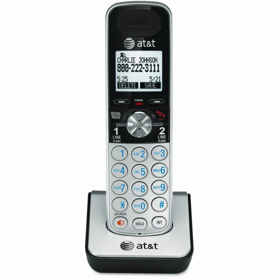 AT&T TL88002 Cordless Accessory Handset for TL88102 Digital Answering System, Black/Silver