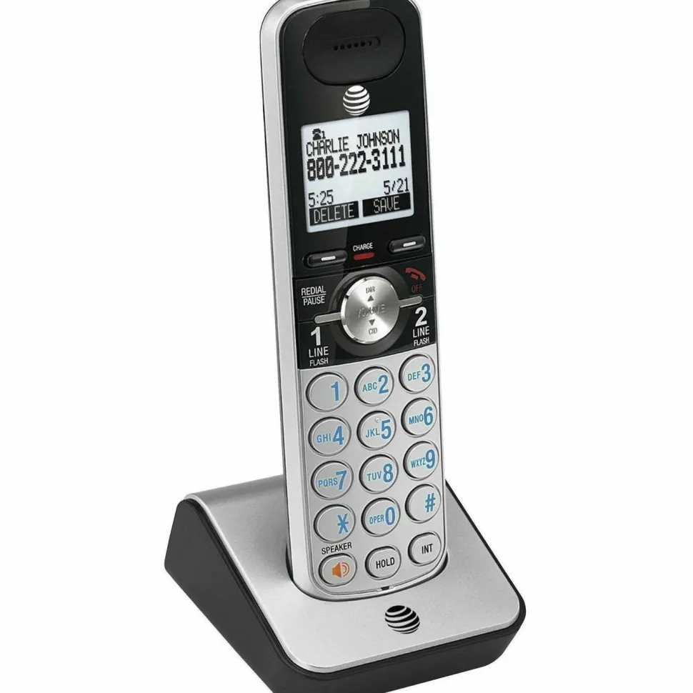 AT&T TL88002 Cordless Accessory Handset for TL88102 Digital Answering System, Black/Silver