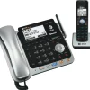 AT&T TL86109 DECT 6.0 Digital 2-Line Corded/Cordless Phone With Digital Answering System, Silver/Black
