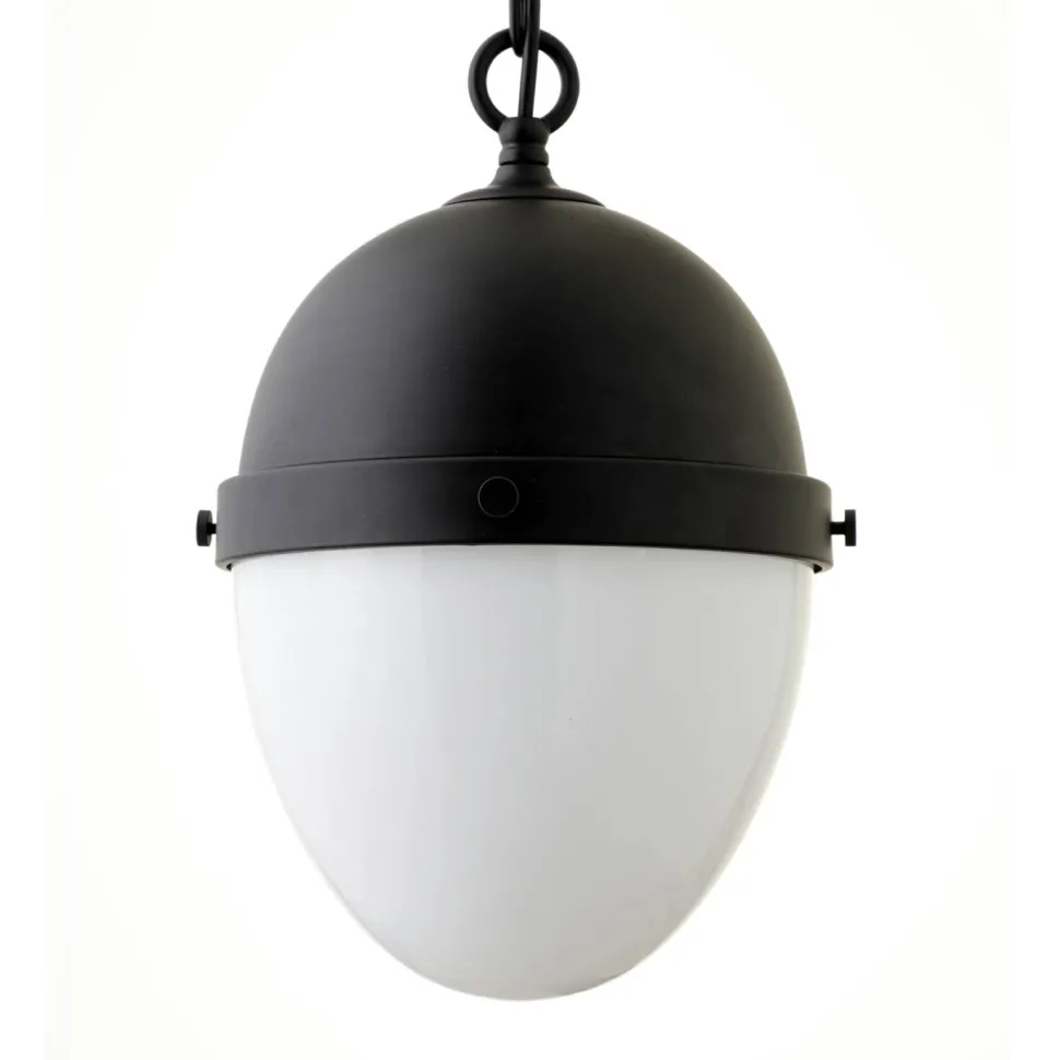 Aurelia 8" Wide Pendant with Glass Shade in Blackened Bronze/White Milk