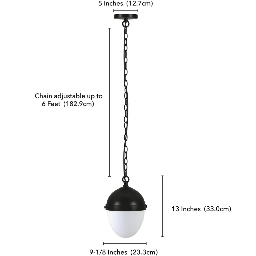 Aurelia 8" Wide Pendant with Glass Shade in Blackened Bronze/White Milk