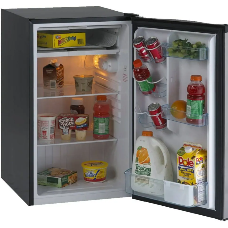 Avanti 4.4 Cu Ft Refrigerator, Black/Stainless Steel